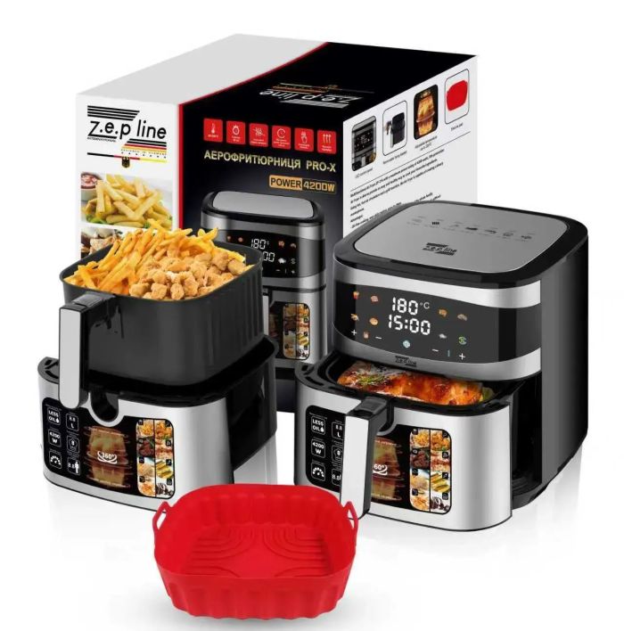 Аерогриль фритюрниця Zepline ZP-216 12л 4200Вт 2 ТЕНи сенсорний корпус із нержавіючої сталі